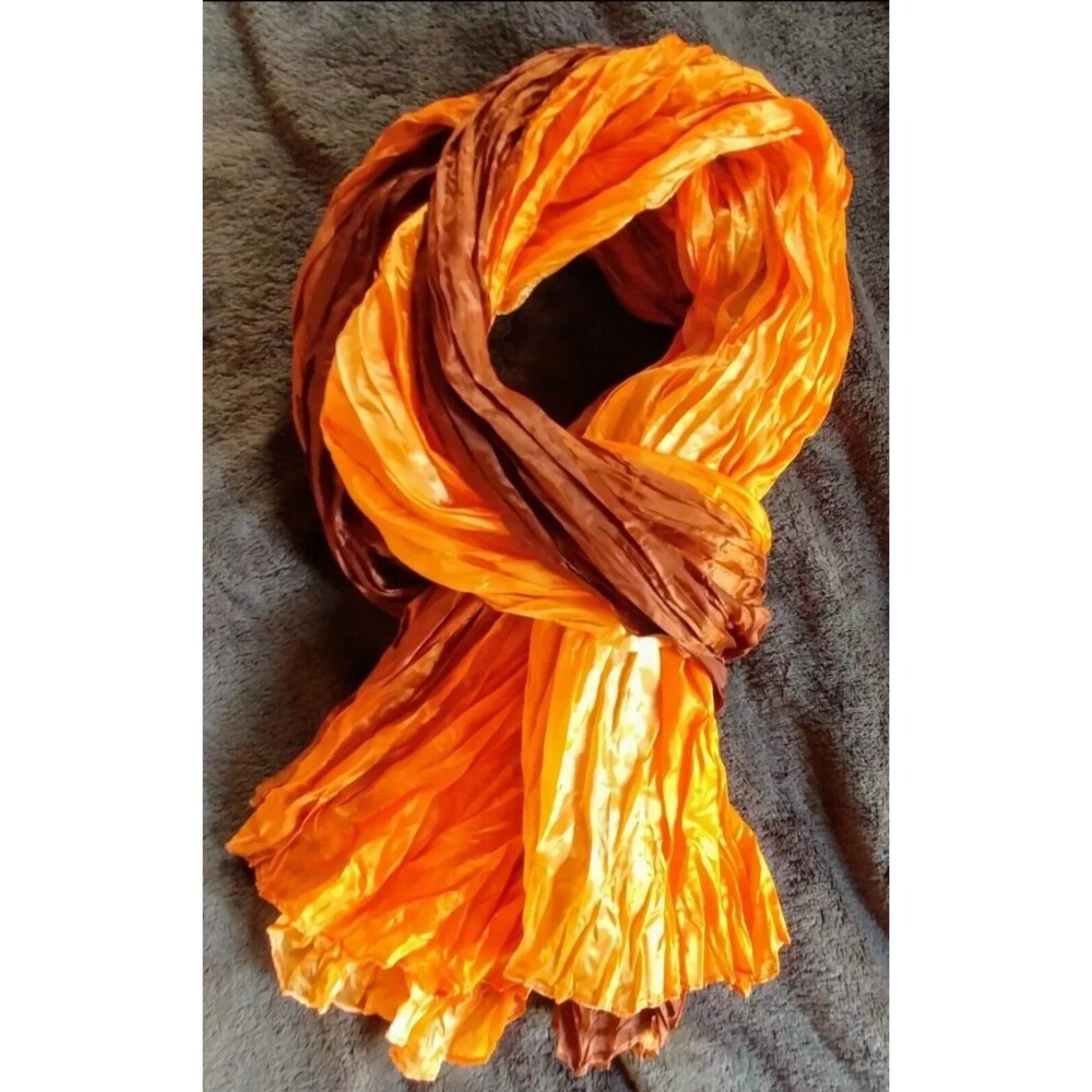 Scarf or sarong New Womans Avon Chocolate to Orange fade crinkle chiffon Silky
